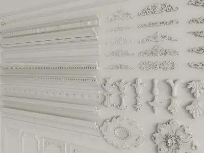  90 corner decorations plaster moldings and Roman columns 3D model