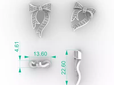 Stunning Pave Diamond Bow Necklace 3D print model