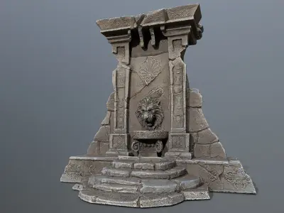 Lion fountain Low-poly 3D model
