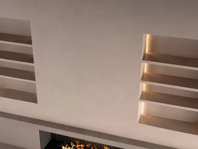 Decorated Wall With Fireplace - 4 3D model