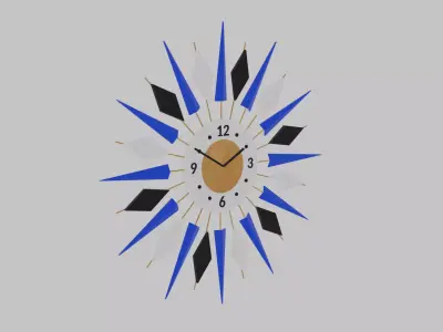 Spikey Modern Abstract Wall Clock 3D model