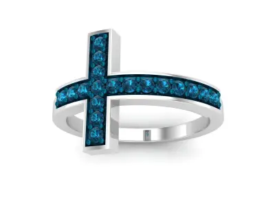 AV 615 Round Diamond Ladies Cross Fashion Ring 3D print model