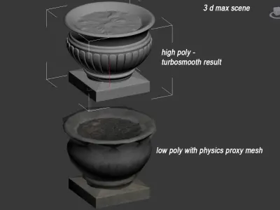 Vase - outdoor decorative flowerpot Low-poly 3D model