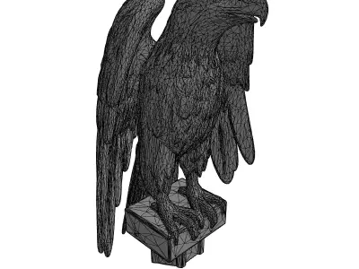 Stylized Weathered Eagle Statue Sculpture Low-poly 3D model