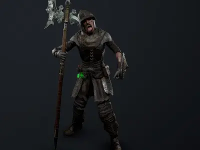 Zombie Spearman Low-poly 3D model