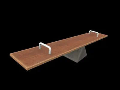 Swing 3D Model wooden bench Low-poly 3D model