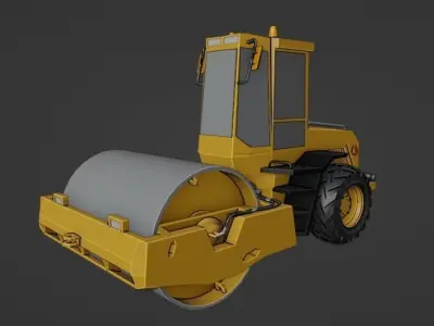 Road Roller Lowpoly Low-poly 3D model