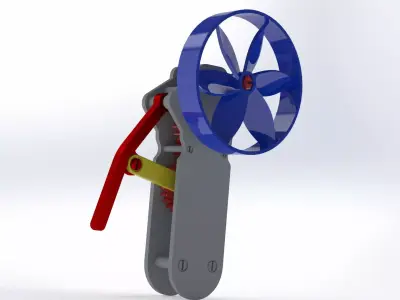 Hand Crank Gear Fan - Mechanical Kinetic Desk Toy 3D Print Model 3D print model