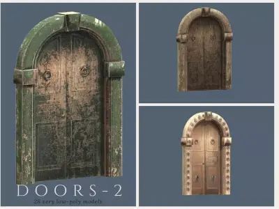 Doors 2 different and windows for sims Low-poly 3D model