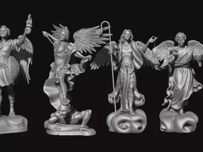 The Four Archangels - CNC Rounting - Wood - Stone - Metal  3D print model