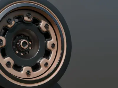 Modern sport car rim - black and bronze 3D model