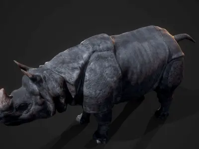 Indian Rhinoceros Low-poly 3D model