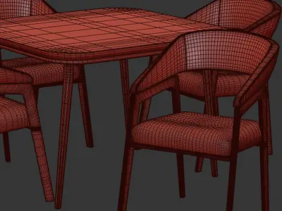 Dinning chair and table55 3D model
