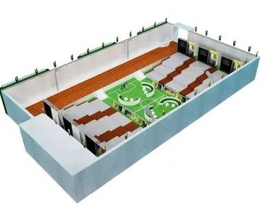 Soccer Football Goal Stadium Cafe Layout a542 3D model