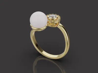 Ring With Pearl 0085 3D print model