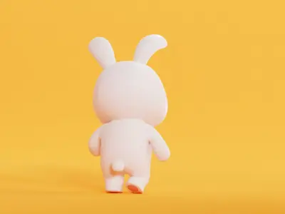 Chibi Kawaii Bunny Character  Cute Cartoon Animated  Low-poly 3D model