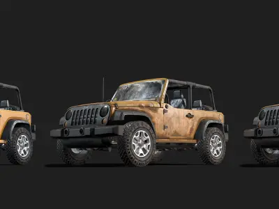 Jeep Wrangler yellow  game ready model Low-poly 3D model