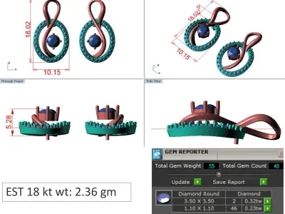 Unique Diamonds earrings 3D print model purchase