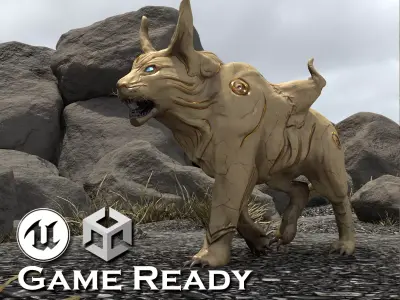 Alien Creature - Female Lion Low-poly 3D model