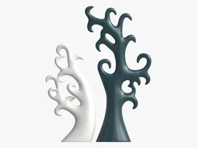 Abstract Tree Ceramic Figurine Set 06 v1 3D model