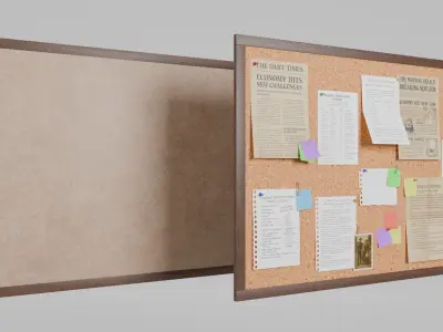 Customizable Wooden Wall Cork Board - Office Pin Notice Board Low-poly 3D model