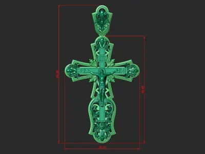 A CROSS WITH A CRUCIFIX AND AN ORNAMENT 3D print model