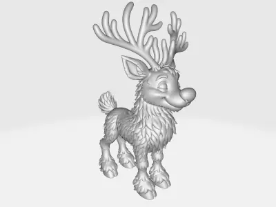 Christmas Red Nosed Reindeer Holiday Deer Figurine 3D print model
