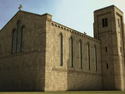  Victorian Church Low-poly 3D model