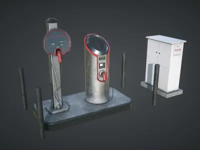 Electric Car Charging Station Low-poly 3D model
