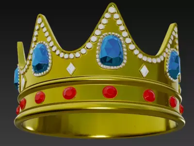 Golden Crown with Emerald Gems 3D model