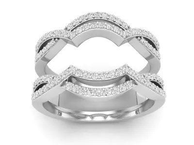 AV 573 Diamond Ladies Anniversary Wedding Guard Double Ring 3D print model