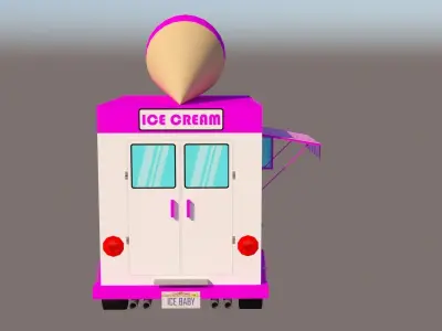 Ice Cream Van Low-poly 3D model