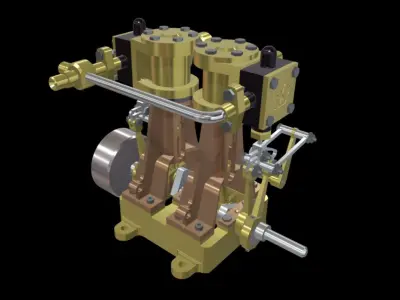 Steam engine 3D model