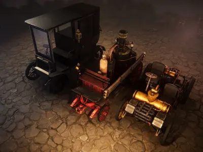 Vintage cars Low-poly 3D model