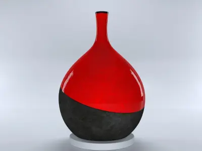 Vase - Concrete and Red Ceramic - 60 cm high 3D model