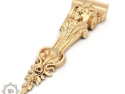Corbel 7 gold ornate door handle 3D model