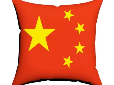 China Flag on Luxury Square cotton Pillow 3D model