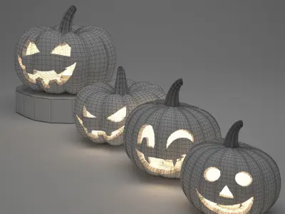Halloween golden pumpkins 3D model