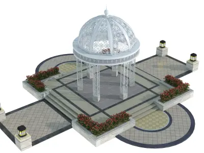 Circular metal carved pavilion 3D model