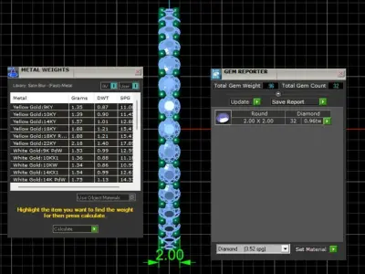 U Shaped Eternity Ring 2mm stone size swiss 18 and EU58 3D print model