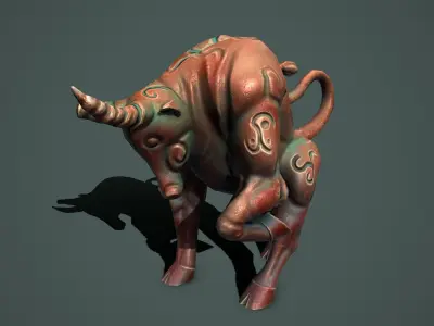 Statue bull Low-poly 3D model