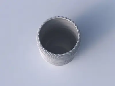 Bowl cylindrical with bent extruded lines 2 3D print model