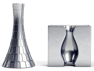 vase set 1 silver 3D model