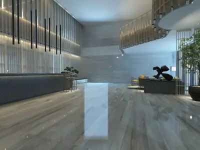 Two-Story Lobby and Lounge Interior 3D model