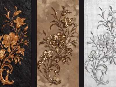 floral relief sculptur 3D model