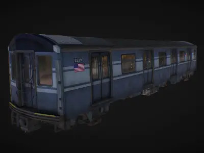 NY Train and Wagon Low-poly 3D model