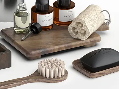 Rustic Bathroom Decor Set with Sunflowers 3D model