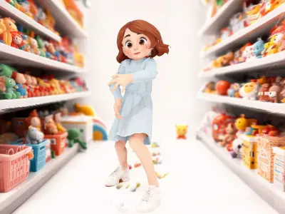 Joyful Animated Girl model pack Low-poly 3D model