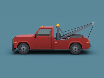 Stylized Cartoon Tow Truck 80s Low-poly 3D model