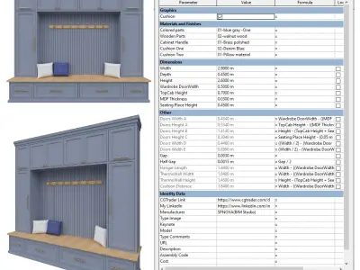 Entryway Furniture Set Revit Family Parametric 3D model